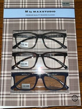 Max Studio Glasses Men's 2.00 gray blue brown New in Box